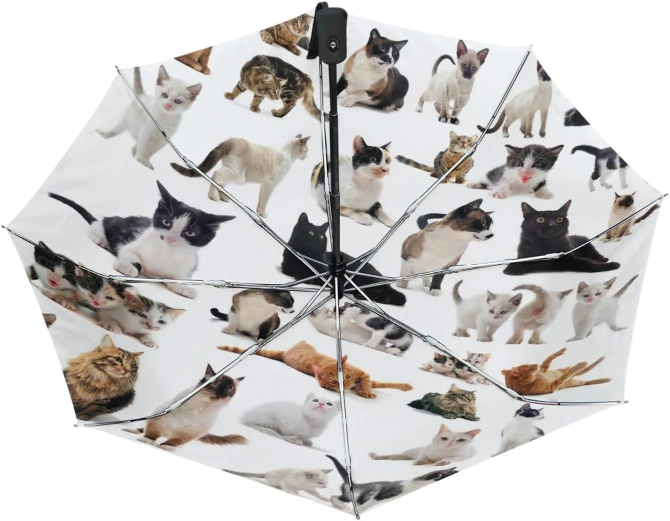Poeticcity Automatic Folding UPF 50  Anti-UV Rain Umbrella, Auto Open/Close 3 Folds Sun Parasol Canopy Windproof Compact Travel Umbrella
