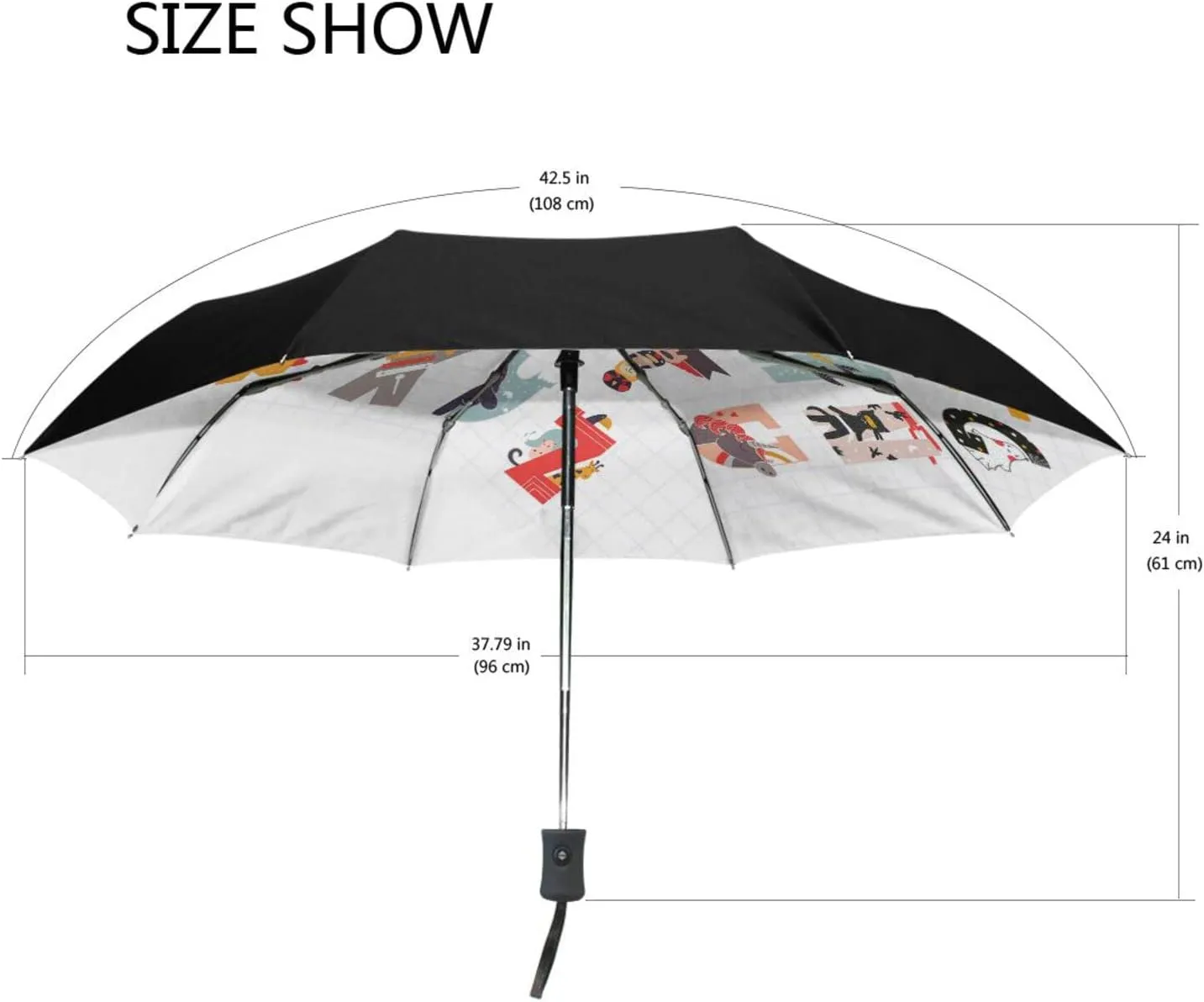 Poeticcity Automatic Folding UPF 50  Anti-UV Rain Umbrella, Auto Open/Close 3 Folds Sun Parasol Canopy Windproof Compact Travel Umbrella