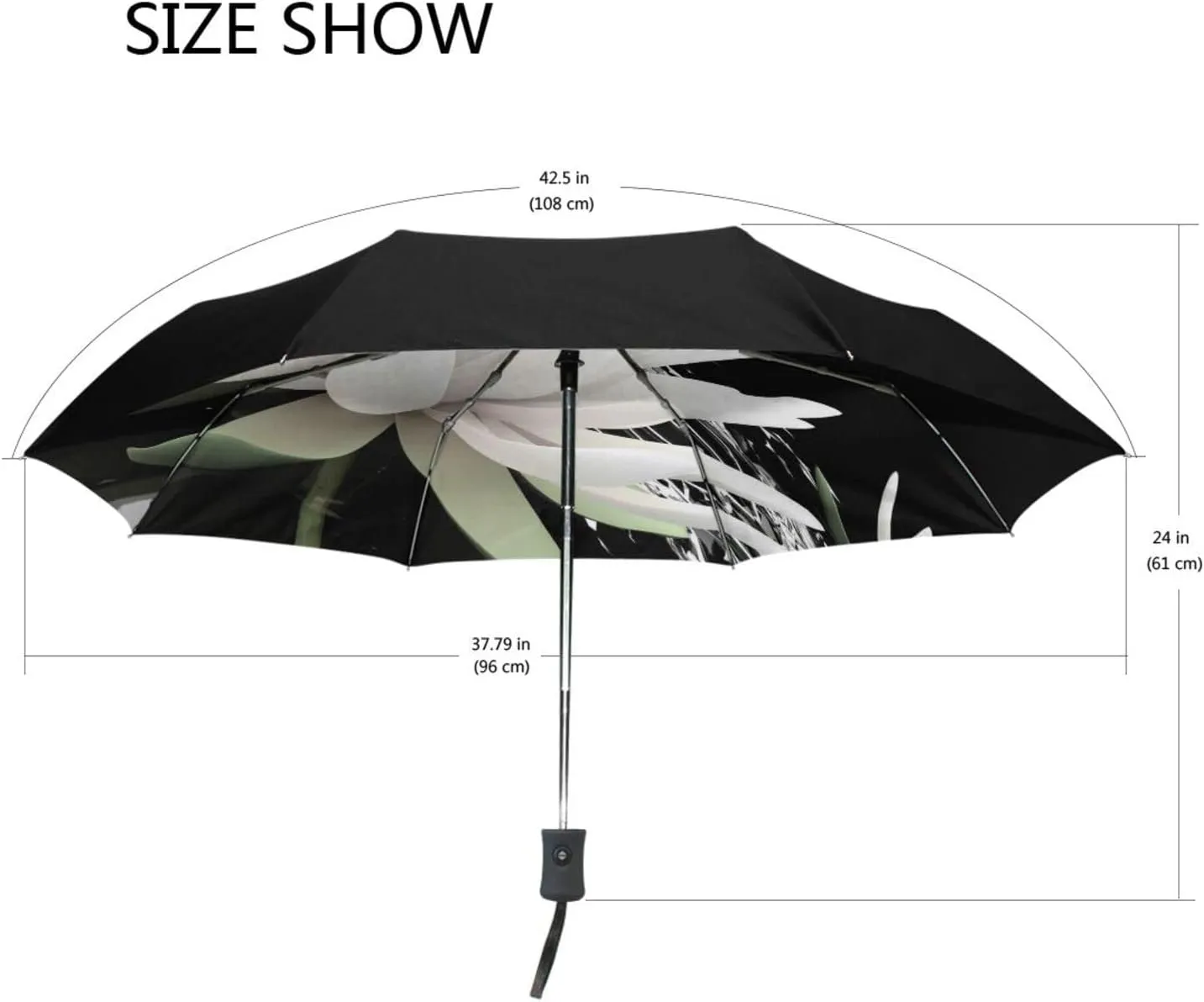 Poeticcity Automatic Folding UPF 50  Anti-UV Rain Umbrella, Auto Open/Close 3 Folds Sun Parasol Canopy Windproof Compact Travel Umbrella