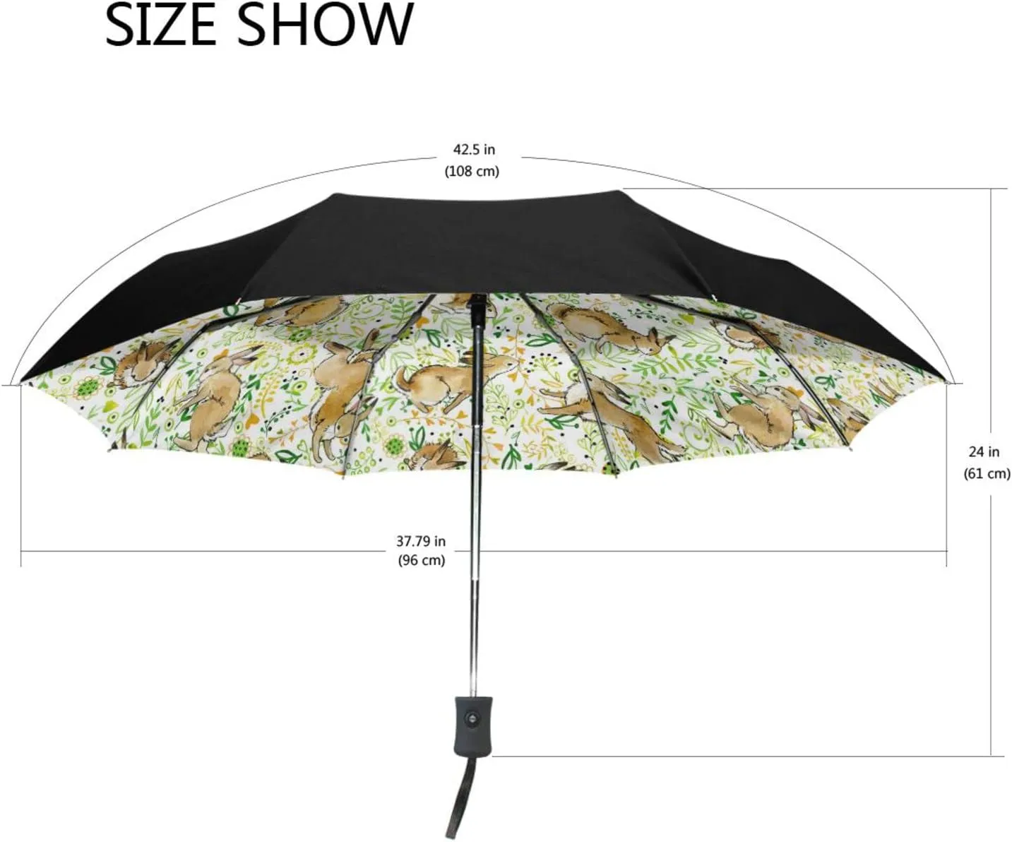 Poeticcity Automatic Folding UPF 50  Anti-UV Rain Umbrella, Auto Open/Close 3 Folds Sun Parasol Canopy Windproof Compact Travel Umbrella