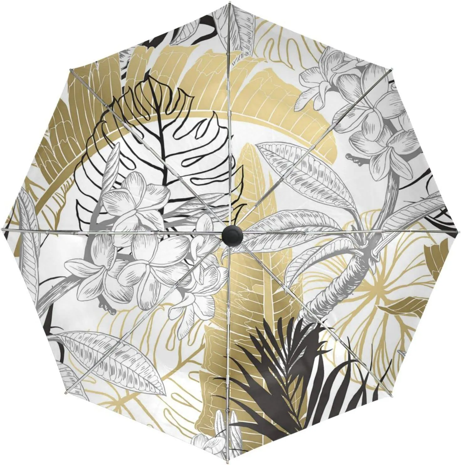 Poeticcity Automatic Folding UPF 50  Anti-UV Rain Umbrella, Auto Open/Close 3 Folds Sun Parasol Canopy Windproof Compact Travel Umbrella