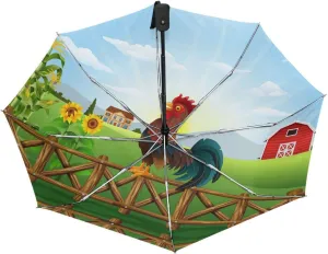 Poeticcity Automatic Folding UPF 50  Anti-UV Rain Umbrella, Auto Open/Close 3 Folds Sun Parasol Canopy Windproof Compact Travel Umbrella