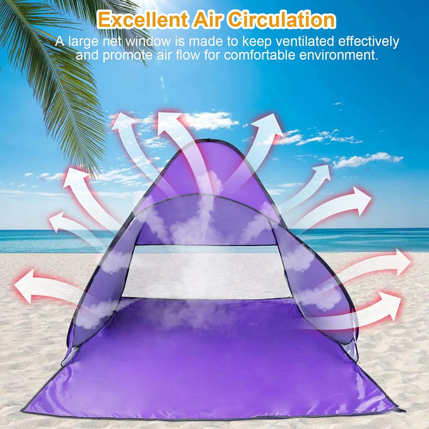Pop Up Beach Tent for 2-3 Person, UPF50  Anti-UV Sun Shelter w/Storage Bag
