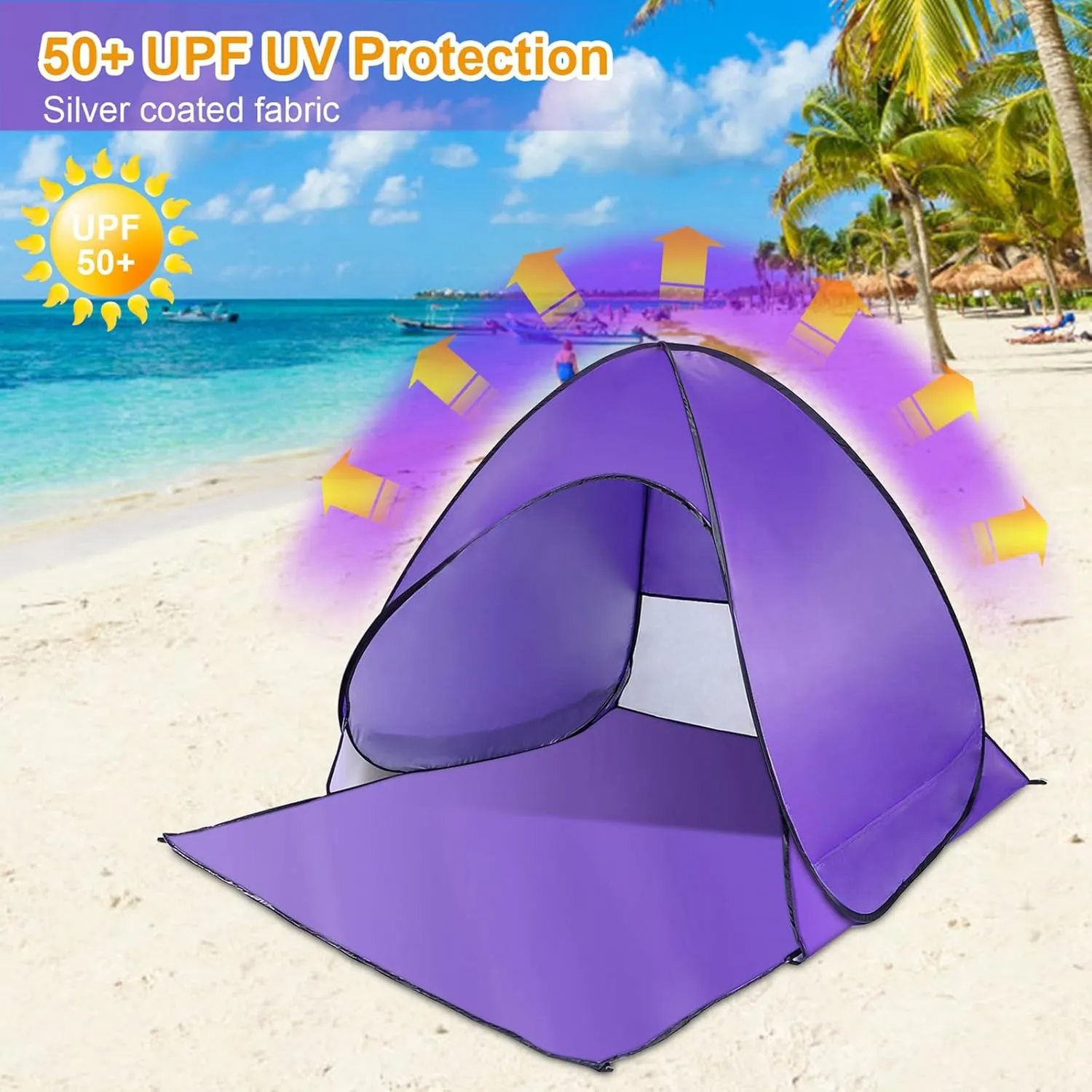 Pop Up Beach Tent for 2-3 Person, UPF50  Anti-UV Sun Shelter w/Storage Bag