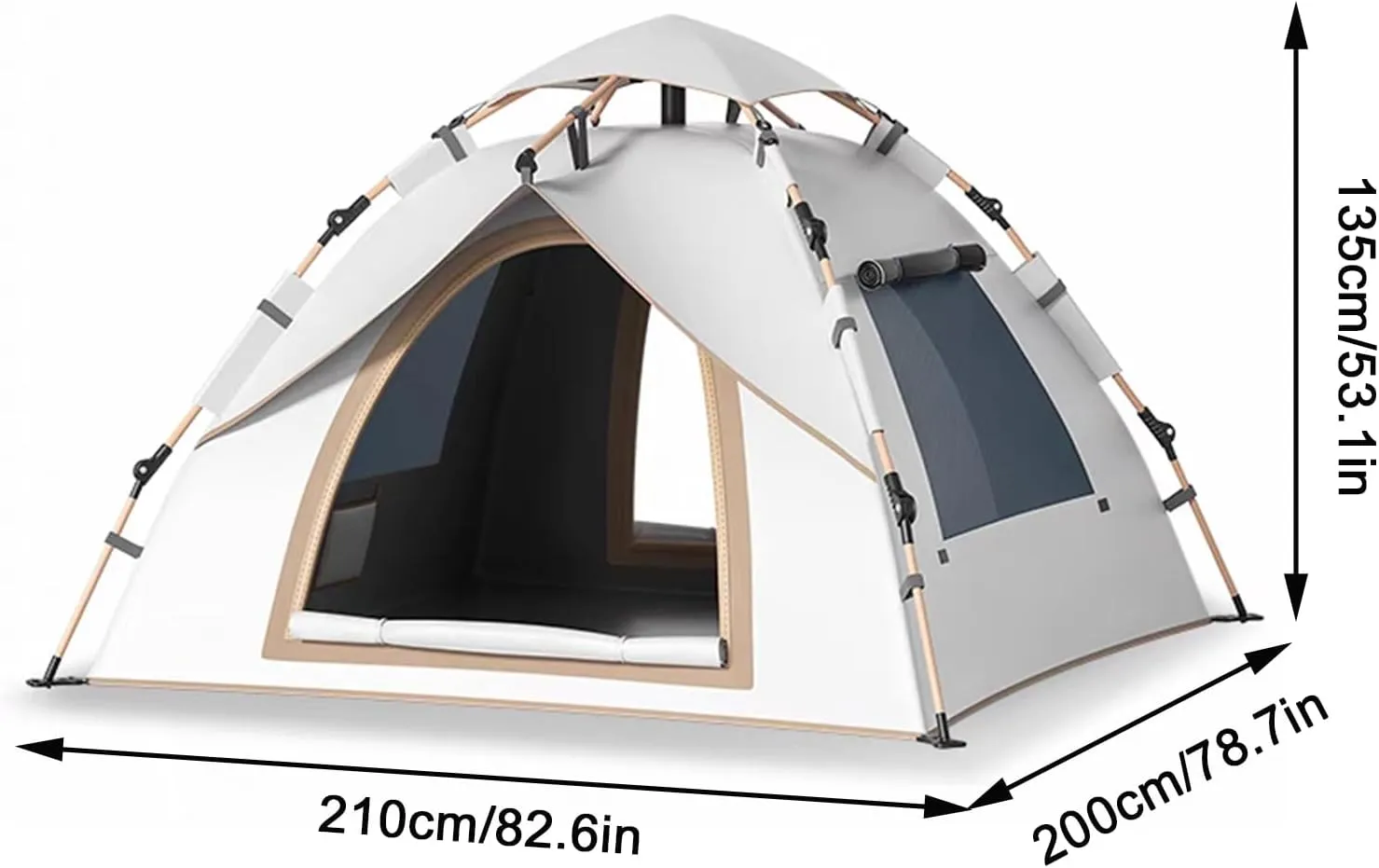 Pop-Up Camping Tent,3-4Person Camping Dome Tent,Double Layer Family Camping Tent, Lightweight Portable Backpacking Tent for Outdoor Camping/Hiking(A)