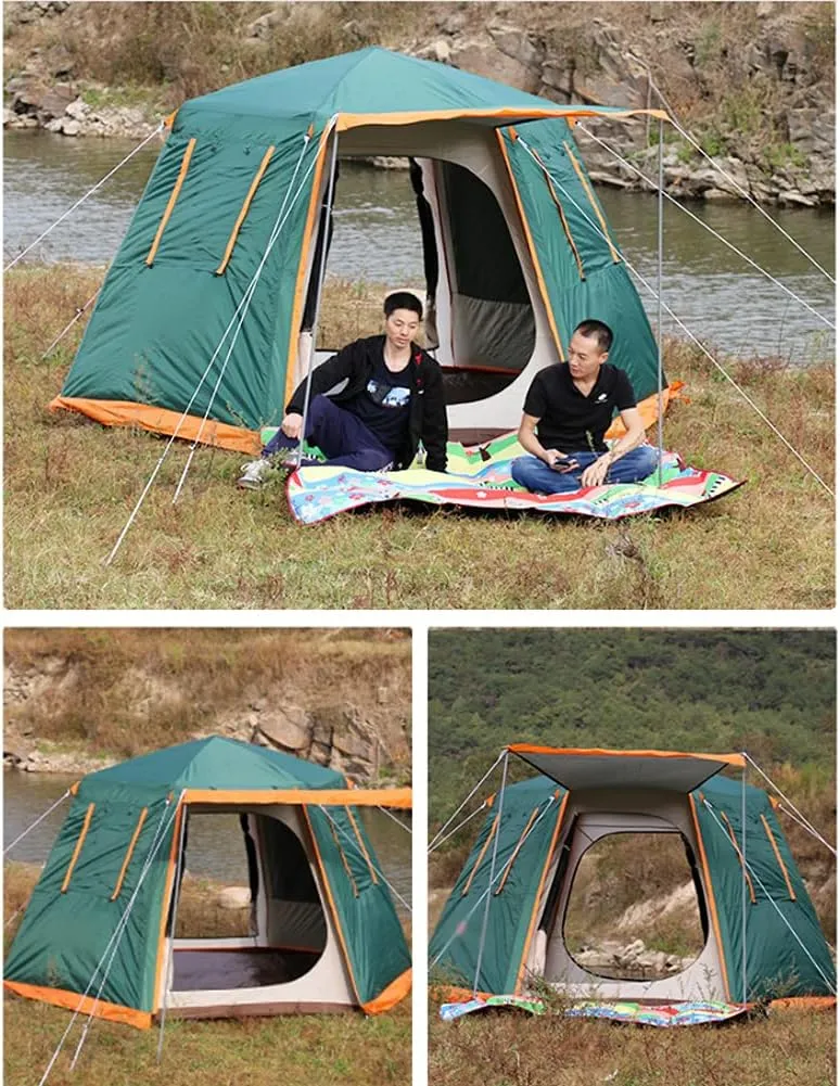 Pop Up Tent 3-8 Person Beach Tent Sun Shelter Outdoor Camping Family Tent Instant Tent Easy Set Up for Outdoor Hiking Fishing (Brown 5) (Green 3)