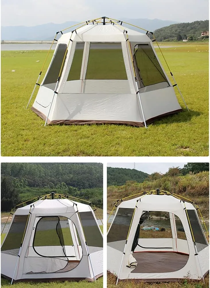 Pop Up Tent 3-8 Person Beach Tent Sun Shelter Outdoor Camping Family Tent Instant Tent Easy Set Up for Outdoor Hiking Fishing (Brown 5) (Green 3)
