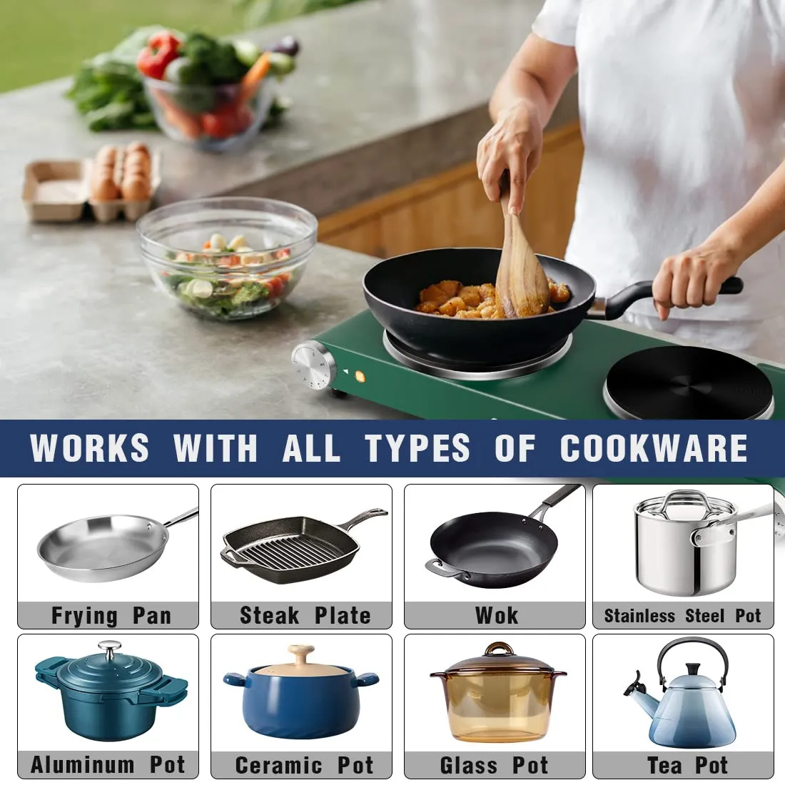 Portable 2-Burner Electric Hot Plate Cooktop