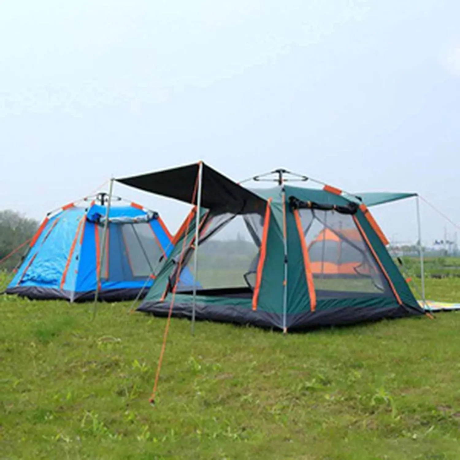 Portable Campitents Shelter Portable Waterproof Hold 3-4 Persons Instant Setup Pop up Tent with Top Rainfly Double Doors Mesh Protection for Campihikimountaineering (Orae a)