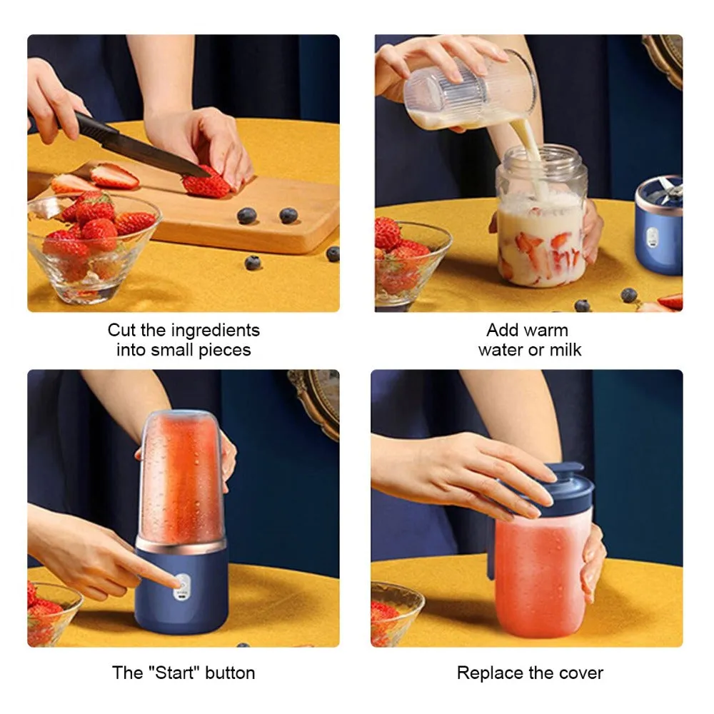 Portable Juice Blender 400ml with Twin Gear Technology and USB Rechargeable Design