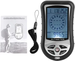 Portable Multifunction Weather Altimeter with LED Backlight, Made of Sturdy ABS Plastic, Ideal Outdoor Home Supplies Testing Tool for Adventures