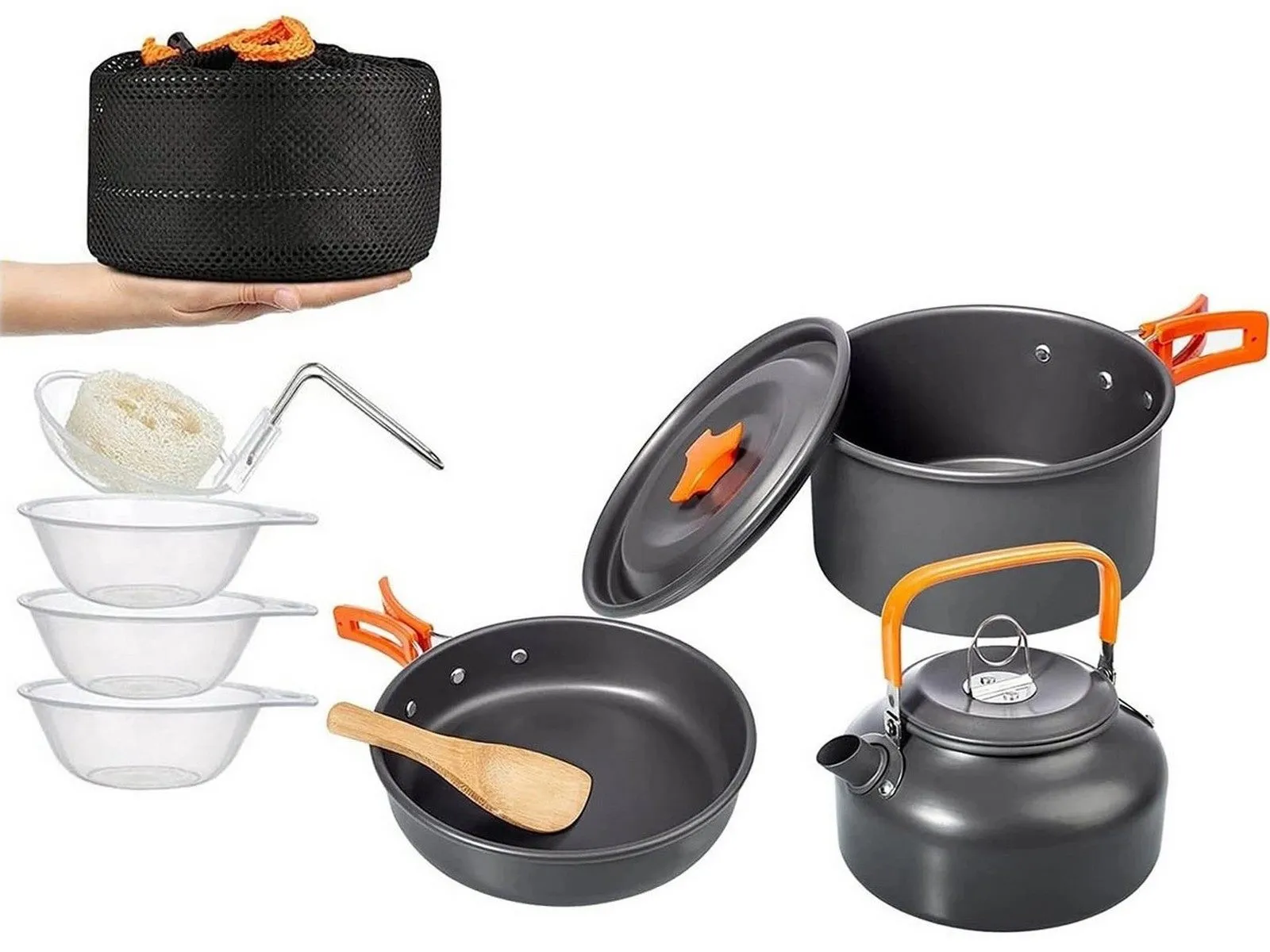 Portable Orange 10Pcs Outdoor Camping of for Set Hiking Camping Picnic Efficient customer service Positive feedback Cookware