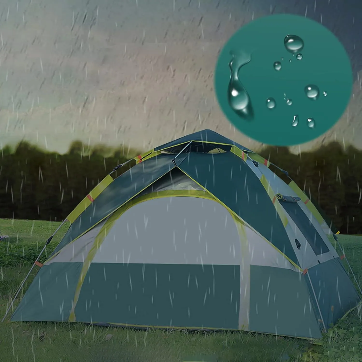 Portable Travel Campitent, Instant Family Tent Automatic Pop up with USB Campilight Can Accommodate 4 Persons Outdoor Beach Tent Shelter with 4 Window Screens-Portable/Foldable (a