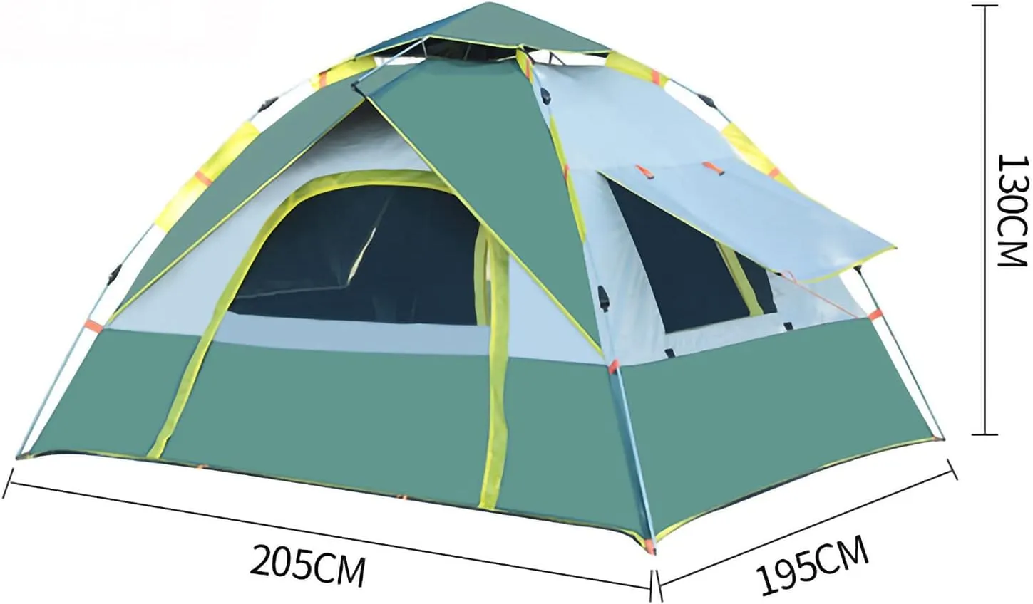 Portable Travel Campitent, Instant Family Tent Automatic Pop up with USB Campilight Can Accommodate 4 Persons Outdoor Beach Tent Shelter with 4 Window Screens-Portable/Foldable (a