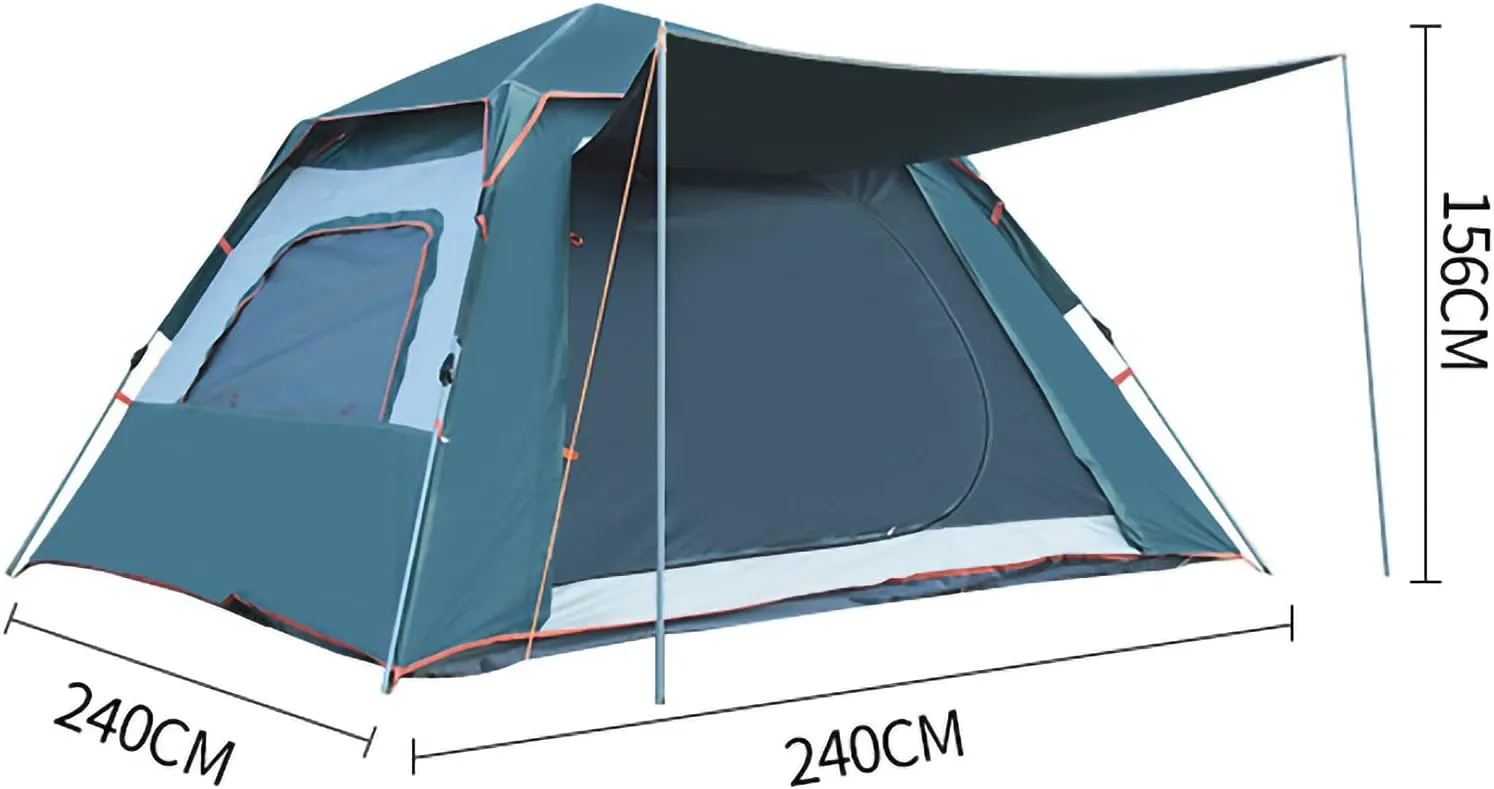 Portable Travel Waterproof Tent, 2 Person Family Tent with USB Solar Fan Campilight Automatic Pop-Up Outdoor Campitent 2 Breathable Anti-Mosquito Screen for Hiking, Beach, Picnic (