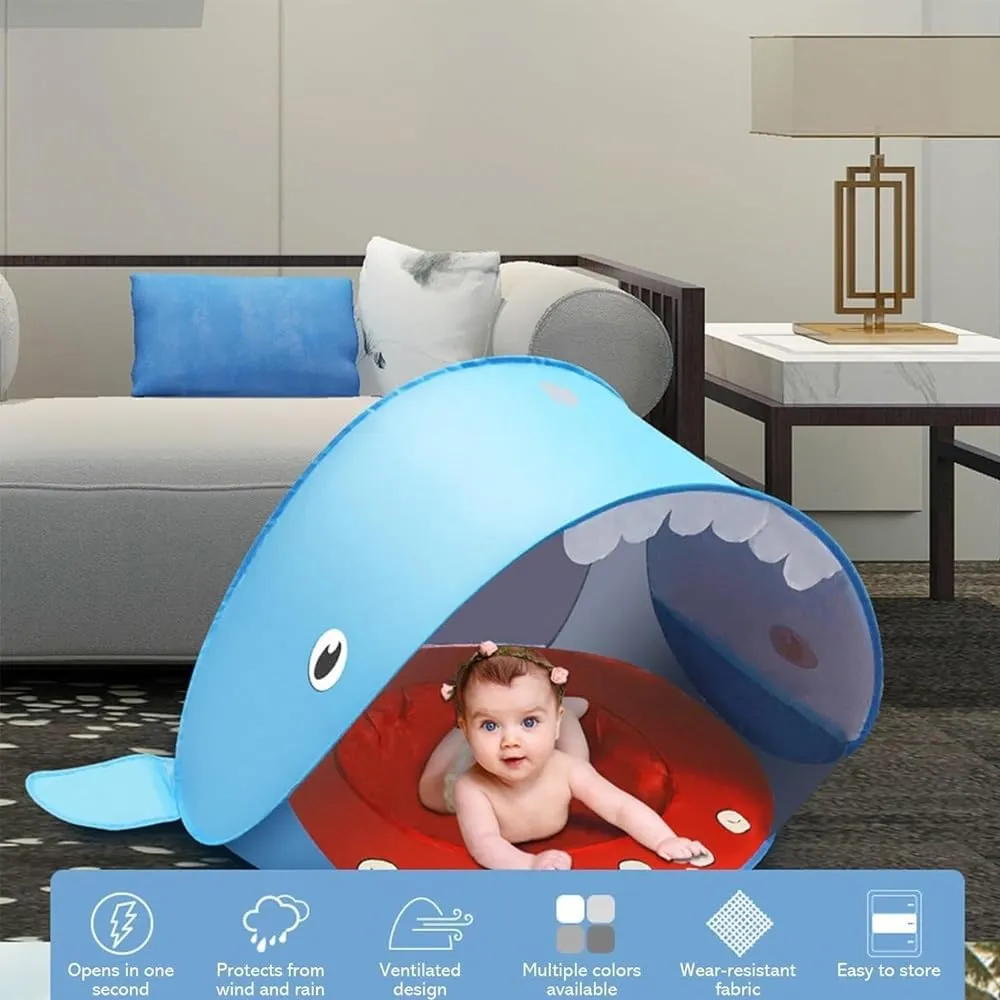 Portable UV-Resistant Baby Beach Tent, Pop up Portable Easy Set Kids Shade Pool, Mono Baby Beach Tent Pop up with Pool, UV Protection Dome for Babies Kids Infant Toddlers(I,Set 1)