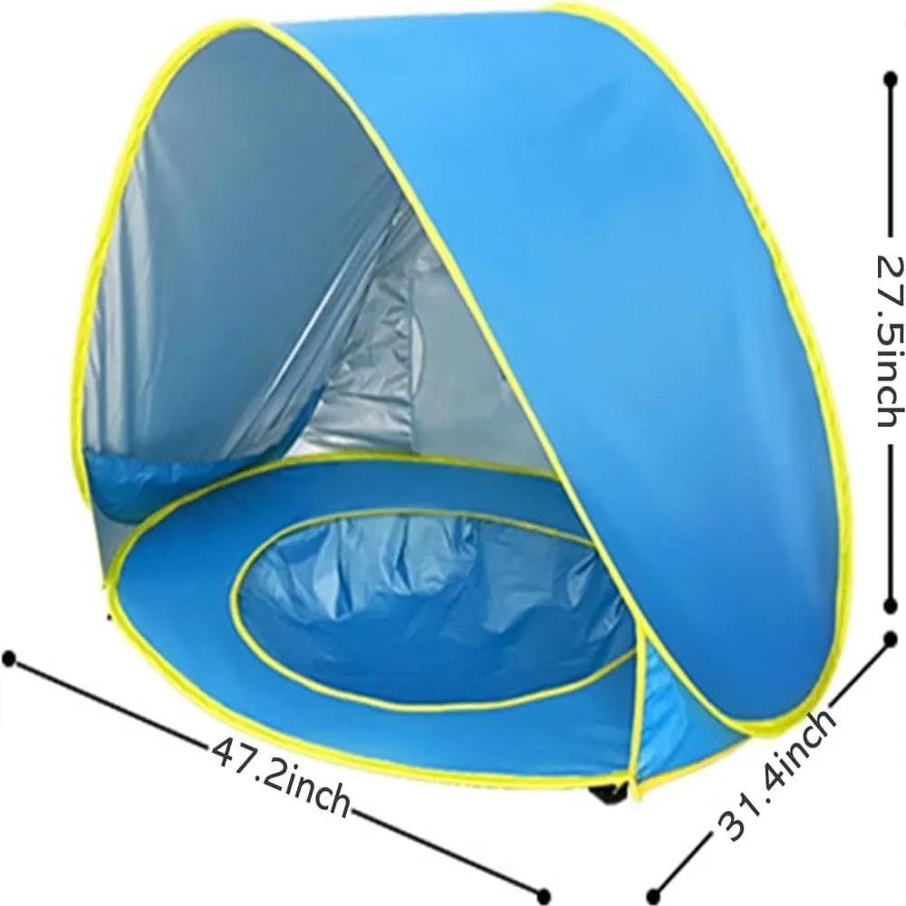 Portable UV-Resistant Baby Beach Tent, Pop up Portable Easy Set Kids Shade Pool, Mono Baby Beach Tent Pop up with Pool, UV Protection Dome for Babies Kids Infant Toddlers(I,Set 1)