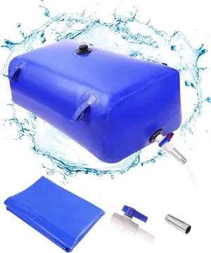 Portable Water Storage Bladder, 211gal/800L Large Capacity Water Storage Containers, Portable PVC Water Reservoir with valves and Overflow Kit, Foldable Water Tank for Outdoor Use, blue