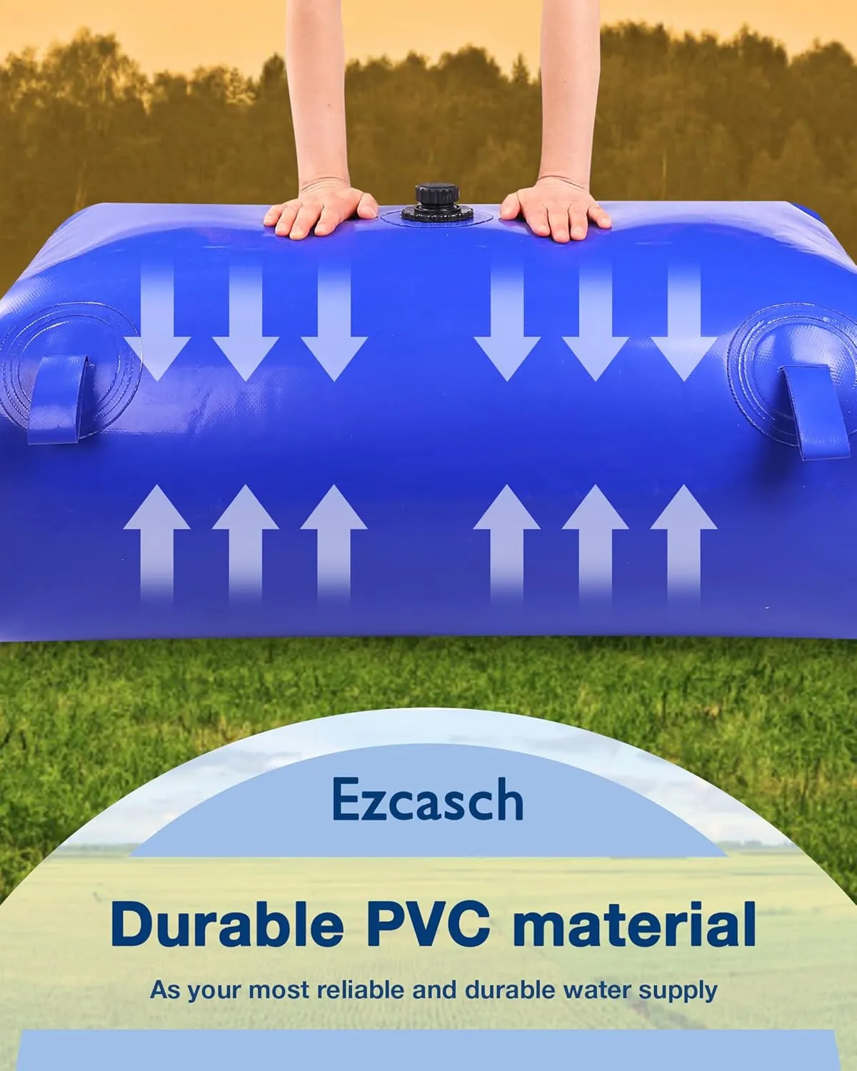 Portable Water Storage Bladder, 211gal/800L Large Capacity Water Storage Containers, Portable PVC Water Reservoir with valves and Overflow Kit, Foldable Water Tank for Outdoor Use, blue
