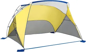 PORTAL POP Up Beach Tent, 2-4 Person UPF50  Beach Tent Sun Shelter, Open Front, Three Mesh Side Panels, A Mesh Side Pocket, Instant Sun Shelter with Carry Bag, Yellow