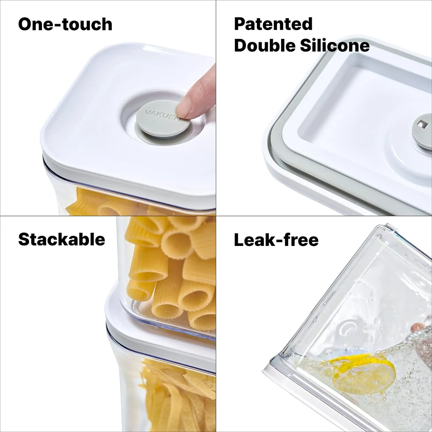 Premium Airtight Food Storage Container. Special Edition Mercury Color 8P/Set. 7pcs Container and Vacuum Sealer. Patented Double Silicone Lining, 100% Leak Proof, BPA-FREE