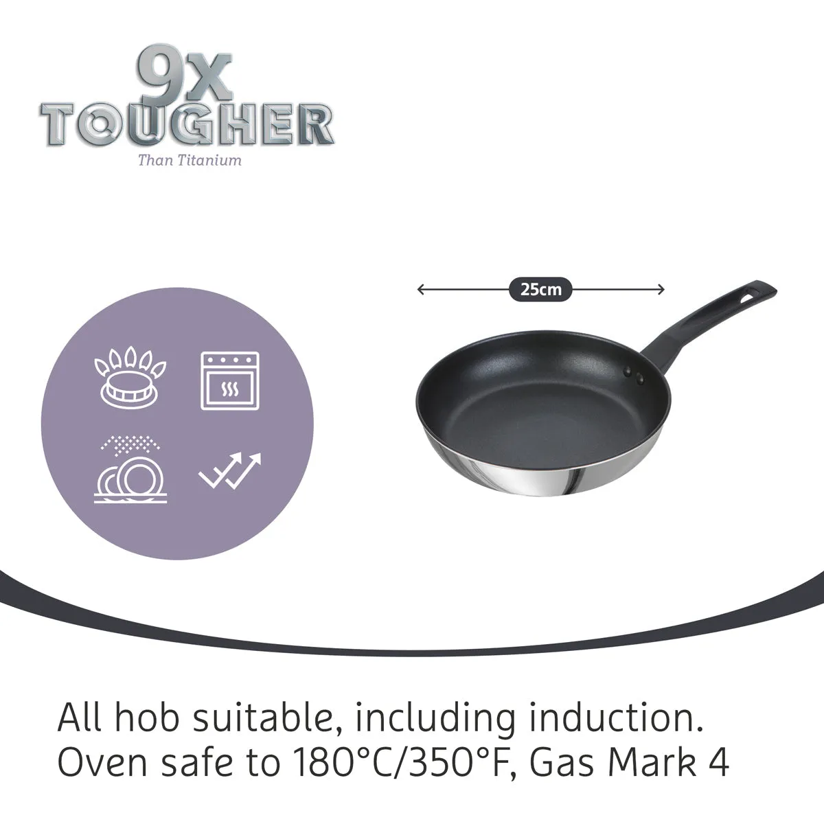 Prestige 9 x Tougher Stainless Steel Frypan - 2 Sizes