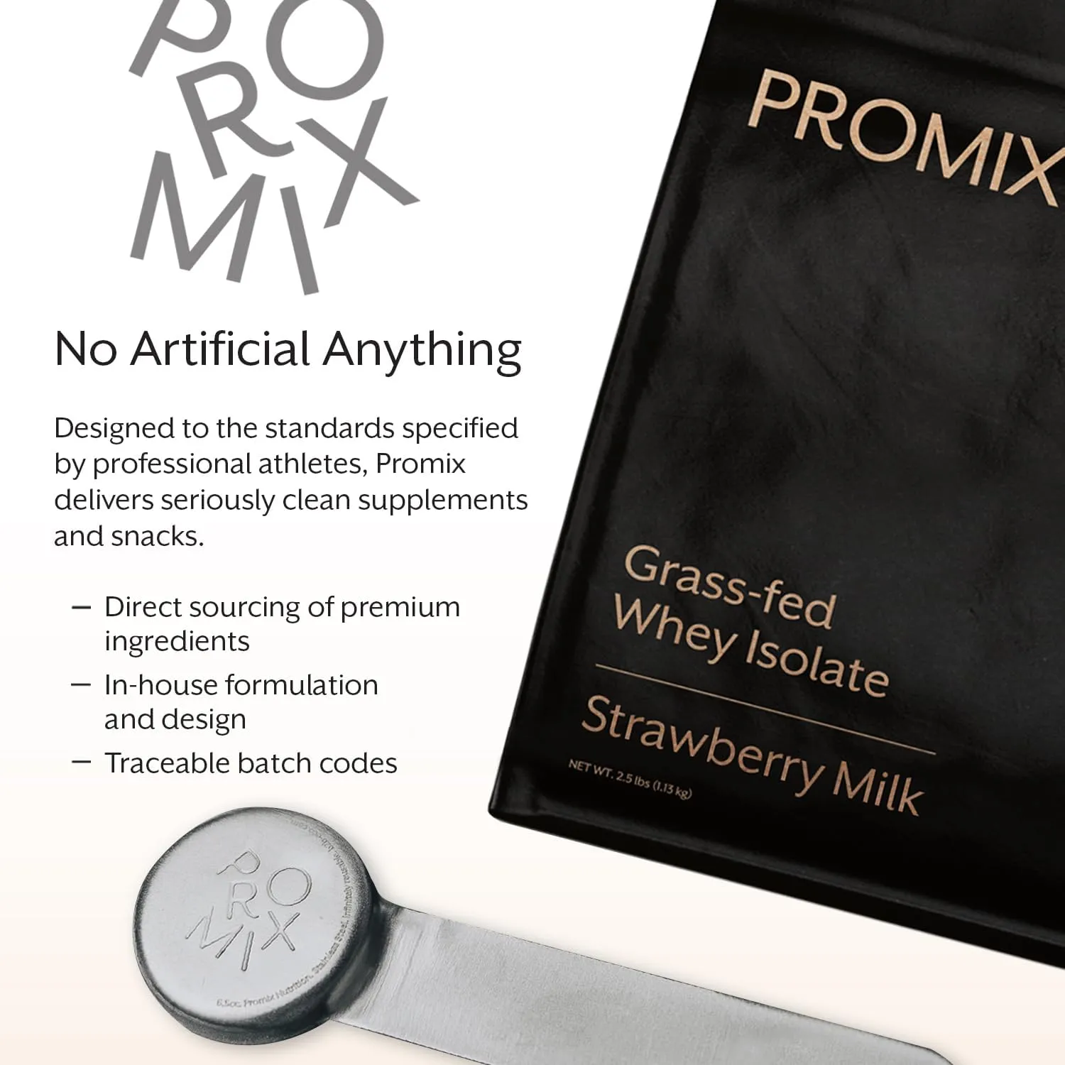 ProMix Nutrition Whey Protein Isolate Powder, 31g Grass Fed Whey Isolate, 6.6g BCAAs, Gluten Free, Keto Friendly, Strawberry, 5lb