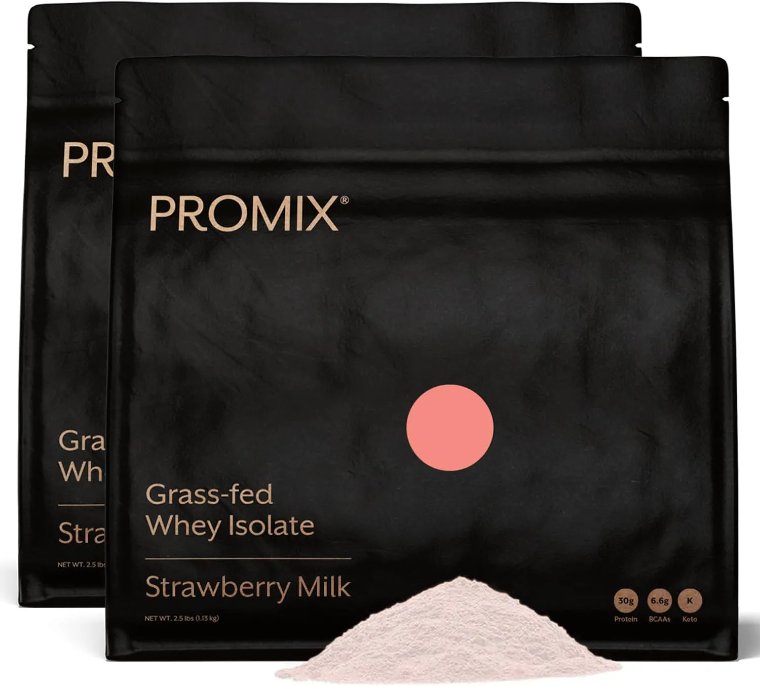 ProMix Nutrition Whey Protein Isolate Powder, 31g Grass Fed Whey Isolate, 6.6g BCAAs, Gluten Free, Keto Friendly, Strawberry, 5lb