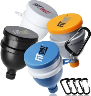 Protein Powder Funnel– Supplement Funnel with Keychain 4pack, Water Bottle Funnels, BPA Free, 2 in 1,Portable 120ml with Pillbox,Pre Workout Protein Powder Container to go
