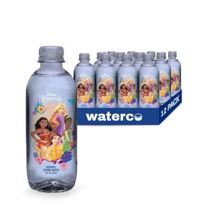 PULSE Disney Princess Natural Spring Water - Disney Bottles - Filtered Spring Water - BPA-Free Recyclable Bottles - 12 Pack