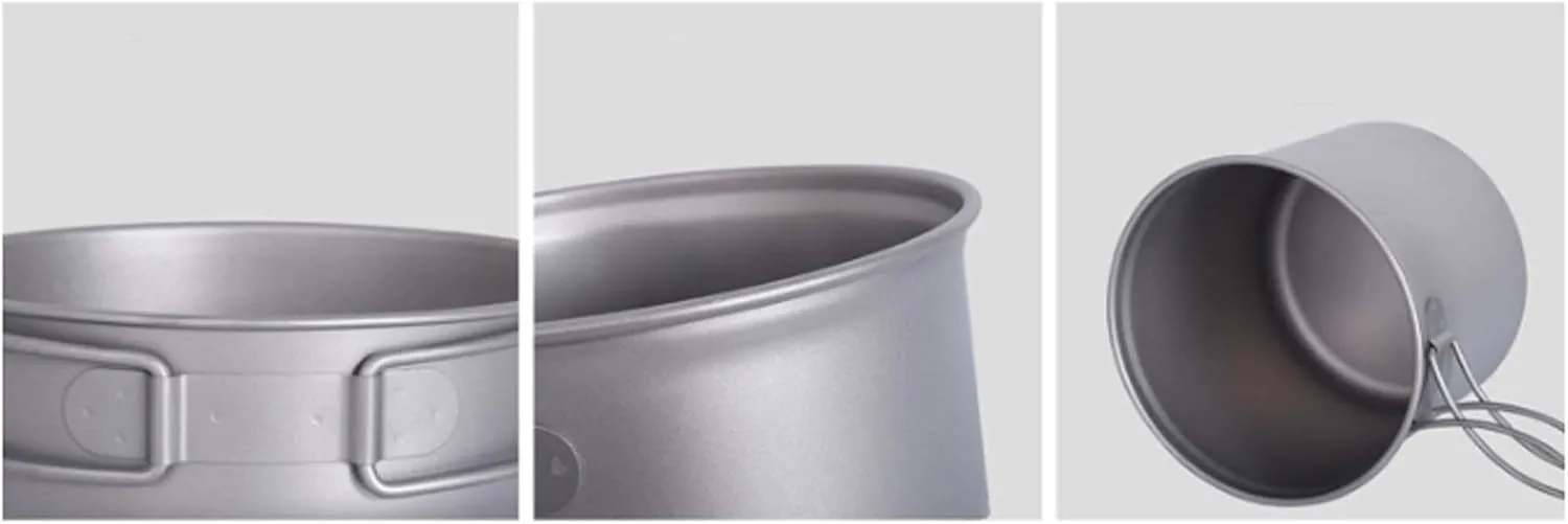 Pure Titanium Folding Pot Set Outdoor Camping Portable Lunch Box (1500ml 500ml)