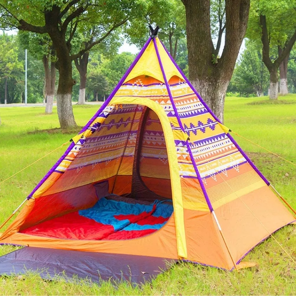 Pyramid Shape Tent 3 Person Easy Set Up Waterproof Sunscreen Coating Aluminum Rod Instant Outdoor Tent Tents for Camping (Blue 220 * 220 * 180cm)
