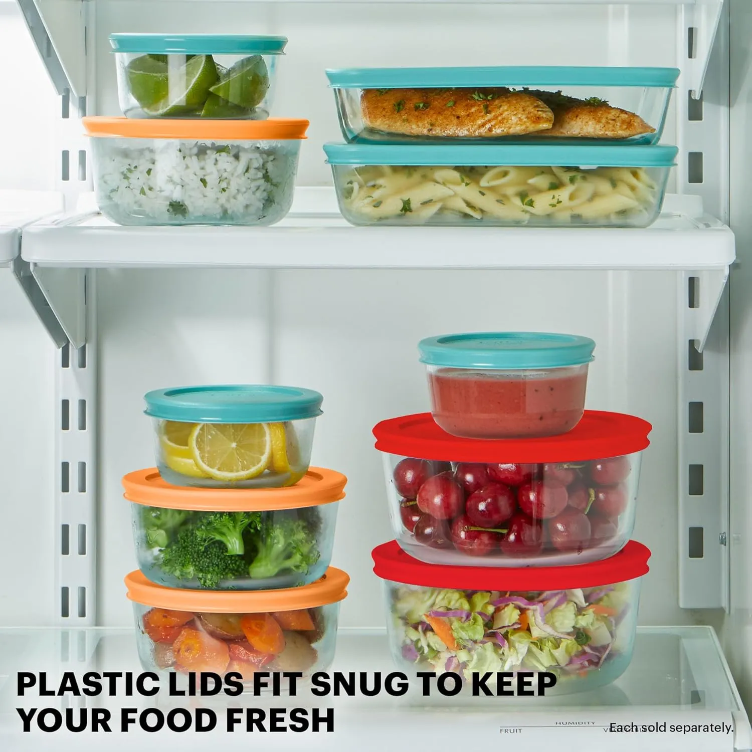Pyrex Simply Store 12-Pack Mixed Sized Glass Food Storage Set, Round & Rectangular Containers With Lids, BPA-Free, Dishwasher & Microwave Safe