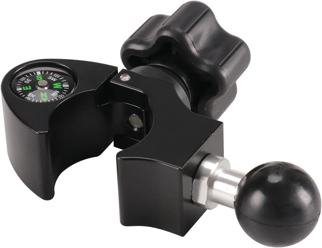 Quick Release Clamp with 1" Ball, 32mm Diameter Pole with Integrated Compass for GPS Surveying and Outdoor Use