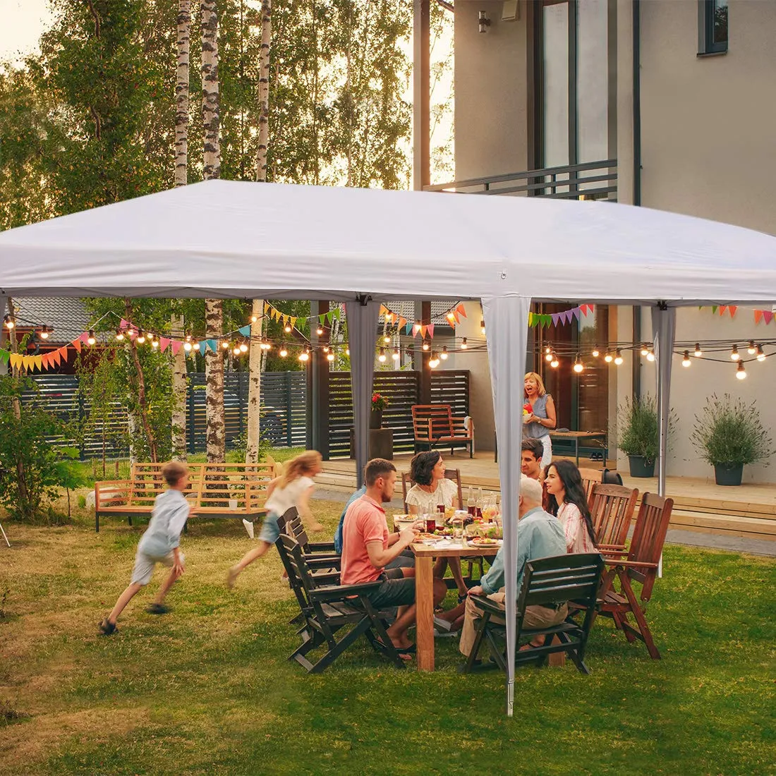 Quictent 10' x 20' EZ Pop up Canopy Without Sidewalls-White