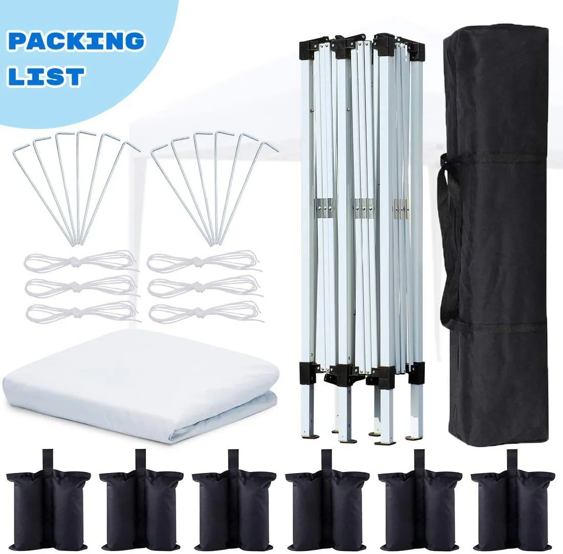 Quictent 10' x 20' EZ Pop up Canopy Without Sidewalls-White