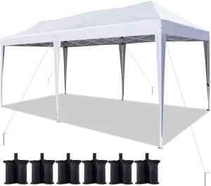 Quictent 10' x 20' EZ Pop up Canopy Without Sidewalls-White