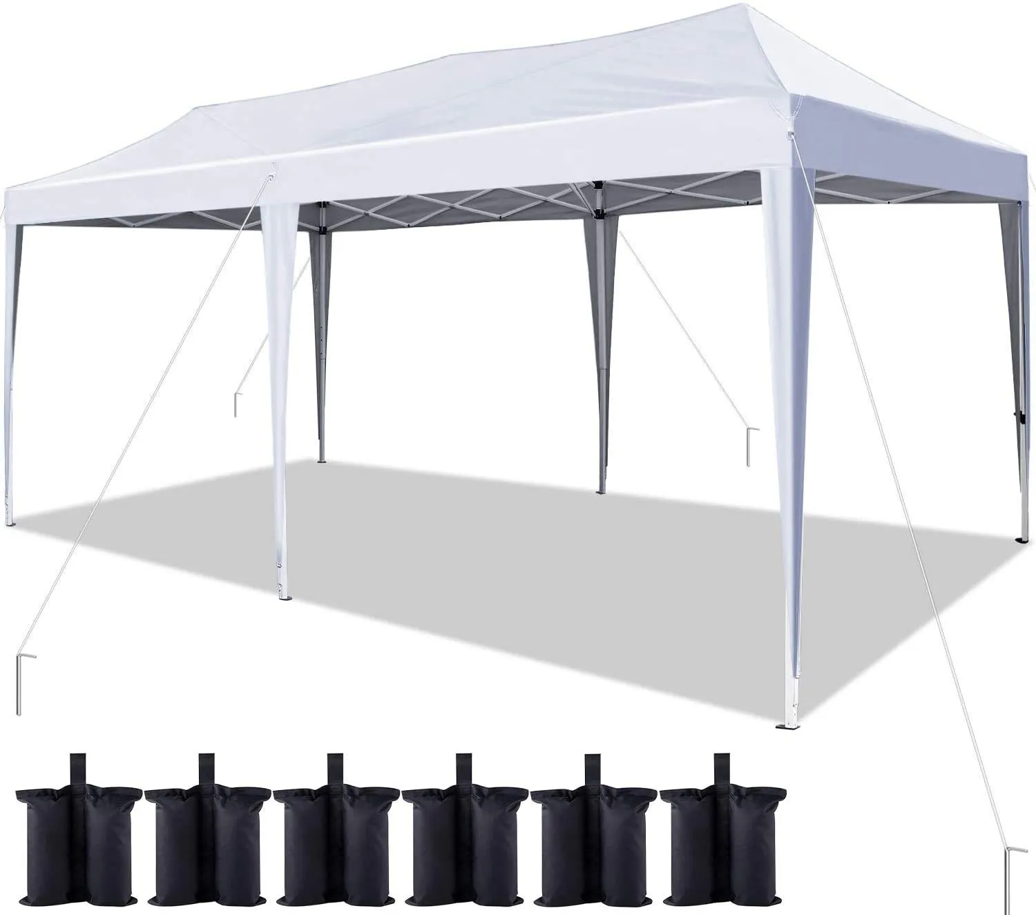 Quictent 10' x 20' EZ Pop up Canopy Without Sidewalls-White