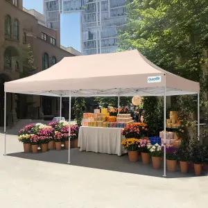 Quictent 10x20 Heavy Duty Pop up Canopy Tent, Commercial Grade Instant Shelter with Wheeled Bag for Outdoor, Beach, Parties, Markets, 500D Silver Coated UPF 50  Sun Shield