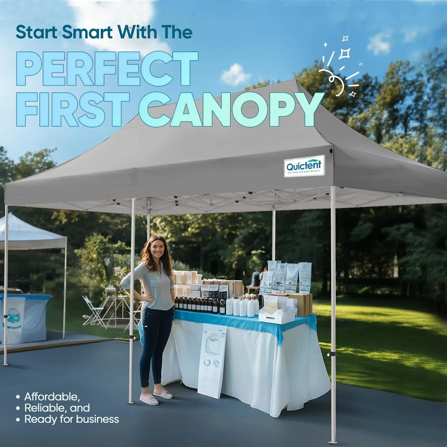 Quictent 10x20 Heavy Duty Pop up Canopy Tent, Commercial Grade Instant Shelter with Wheeled Bag for Outdoor, Beach, Parties, Markets, 500D Silver Coated UPF 50  Sun Shield