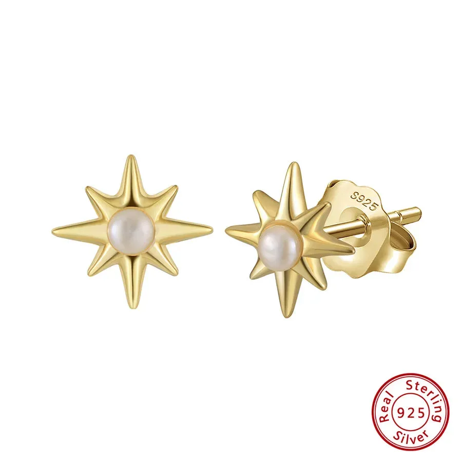 "Celestial Compass" Pearl Studs