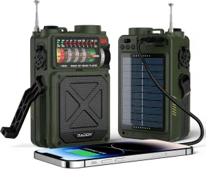Raddy RE40 Portable Shortwave Radio FM/AM/SW/WB Receiver, 4000mAh Retro Emergency Radio with BT/USB/TF and NOAA Alerts, Pocket Radio with USB-C Rechargeable