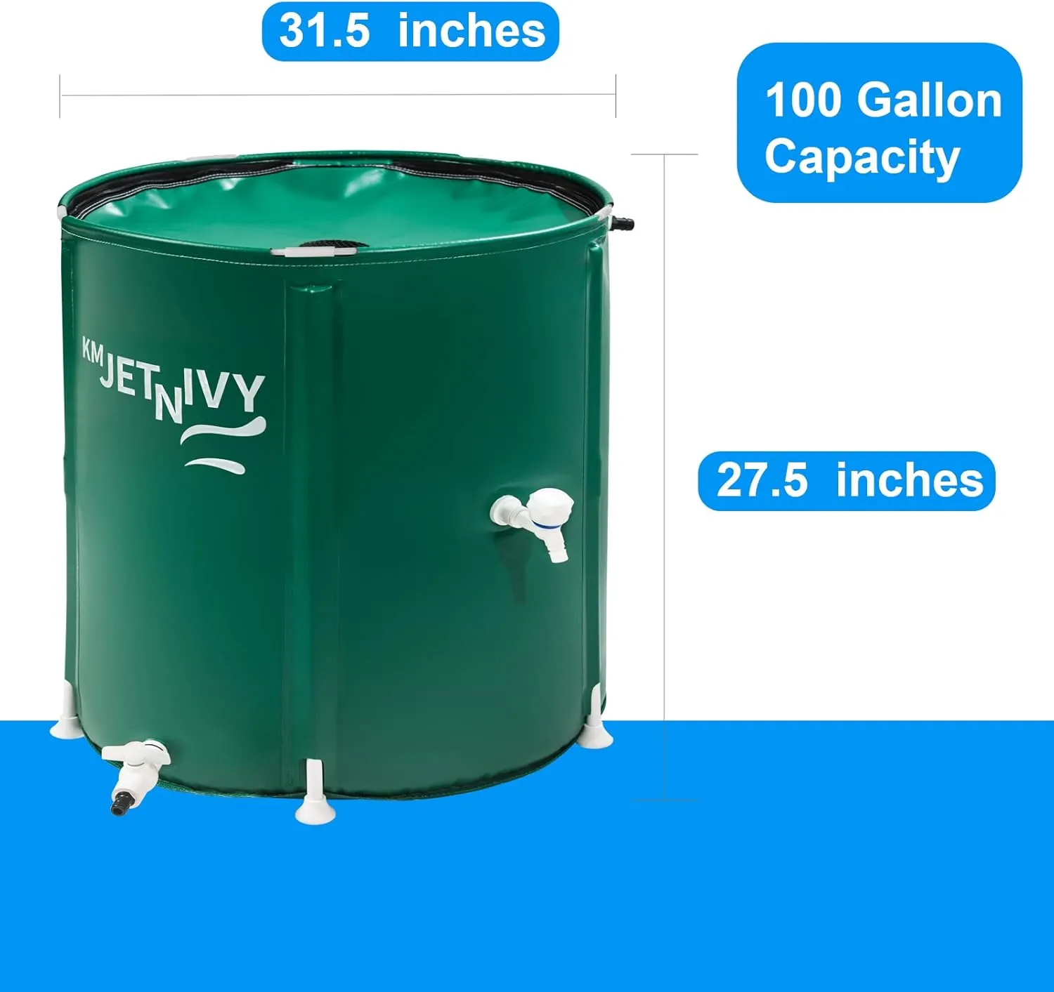 Rain Barrel Upgrade Anti-Collapse Collapsible Rainwater Collection System,Portable Water Storage Tank,Garden Water Catcher（Green,100G