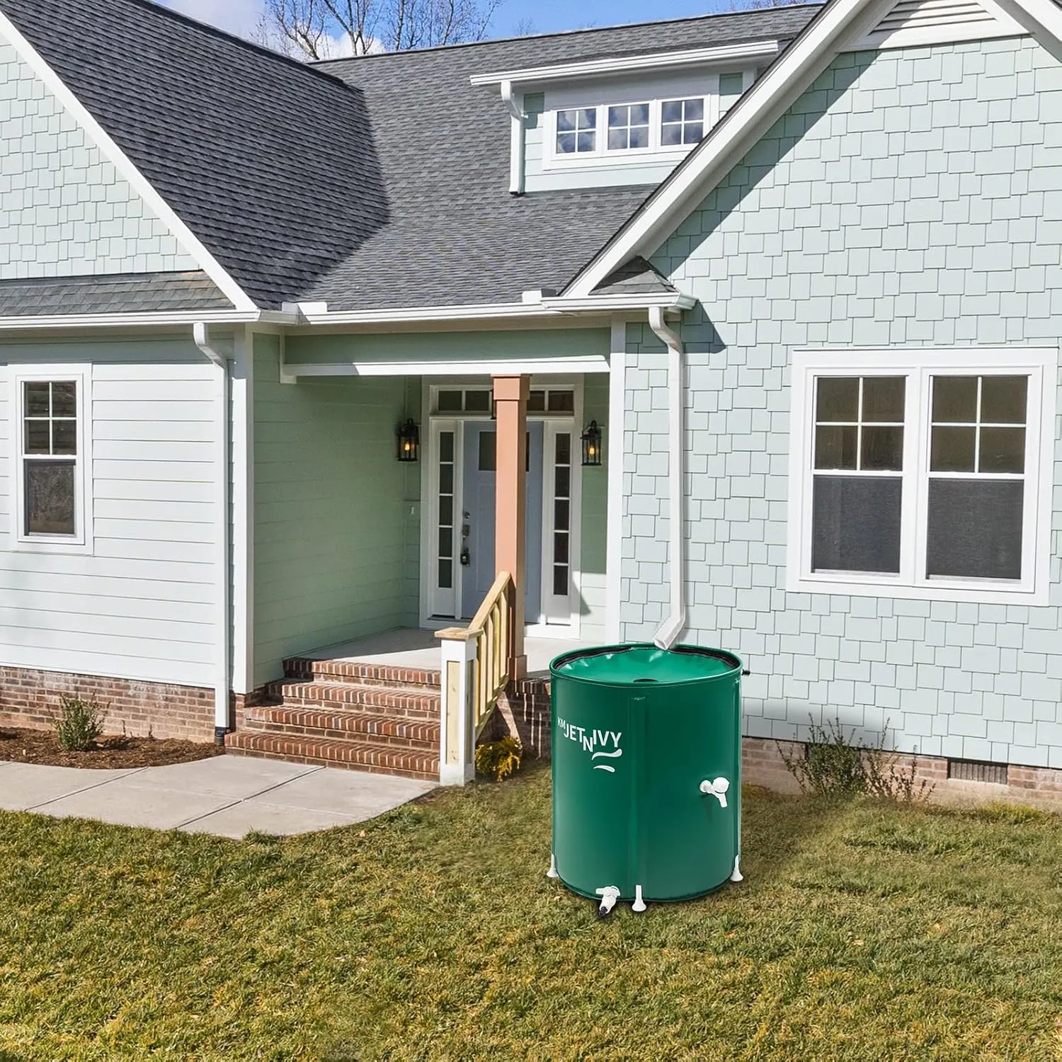 Rain Barrel Upgrade Anti-Collapse Collapsible Rainwater Collection System,Portable Water Storage Tank,Garden Water Catcher（Green,100G