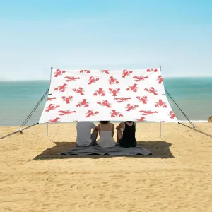Red Lobster Beach Canopy Tent Anti-UV & Wind Resistant, Camping Sun Shelter Easy Setup Portable,Outdoor Shade Tents with Sandbags,Sand Shovels,Ground Pegs & Stability Poles