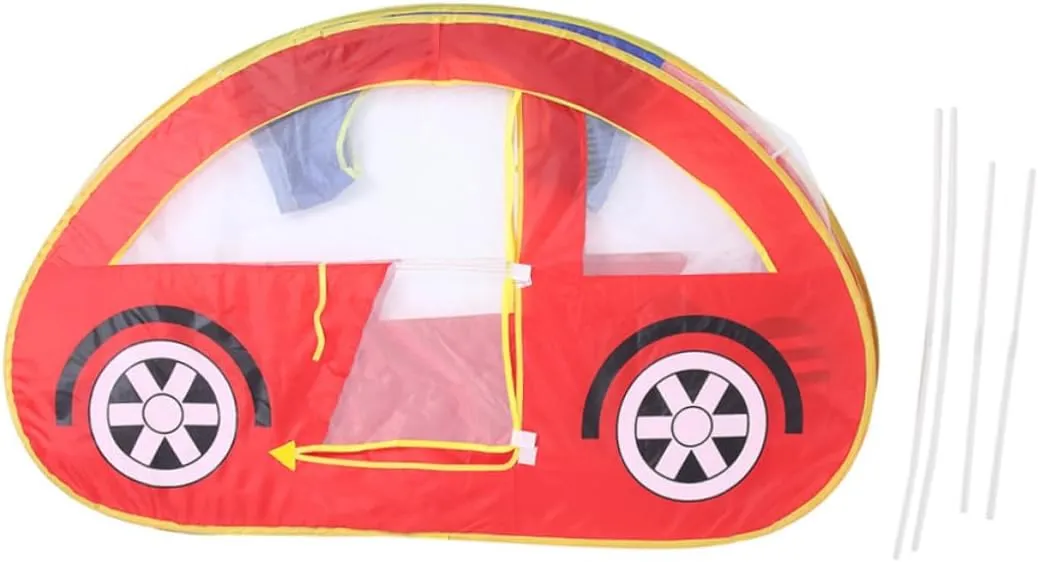 Red Mesh Play Tent Foldable Castle Indoor Tent with Ocean Ball Pool Fun Creative Imaginative Play for Ages