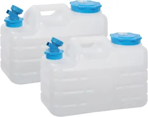 REDCAMP 3 Gallon/11L Portable Water Container with Spigot, Camping Water Jug Container, Water Tank, Portable Emergency Water Storage for Camping, Car, Hiking, White, 2Pack