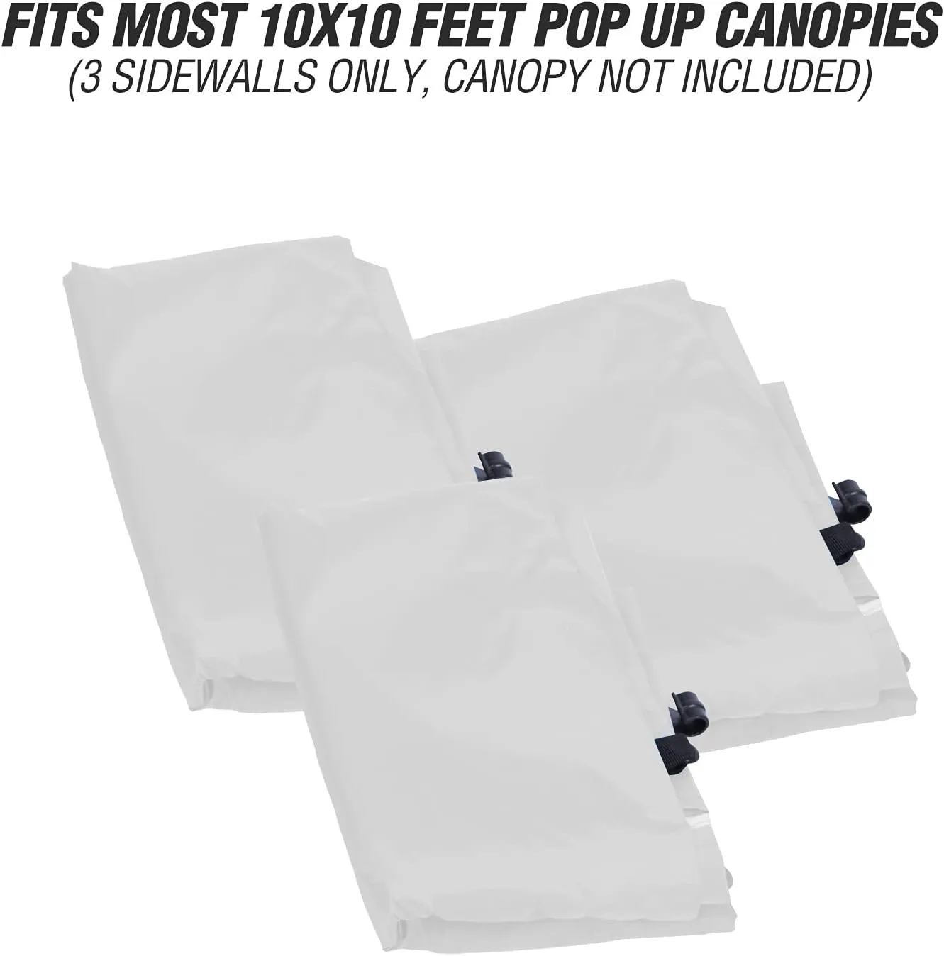 REDCAMP Instant Canopy Sidewall for 10x10ft Pop Up Canopy, 10x6.2ft, 3 Pack Sunwall, White/Silver (3 Sidewalls Only, Canopy Tent NOT Included)