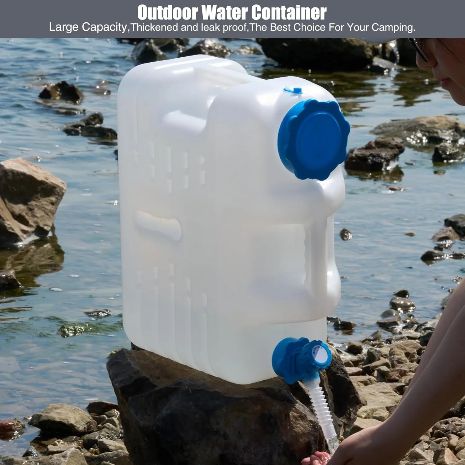 RedSwing 2 Pack 4.9 Gallon/18.5L Portable Water Container with Spigot, Water Storage Carrier for Camping Outdoor Hiking Backpacking, BPA Free
