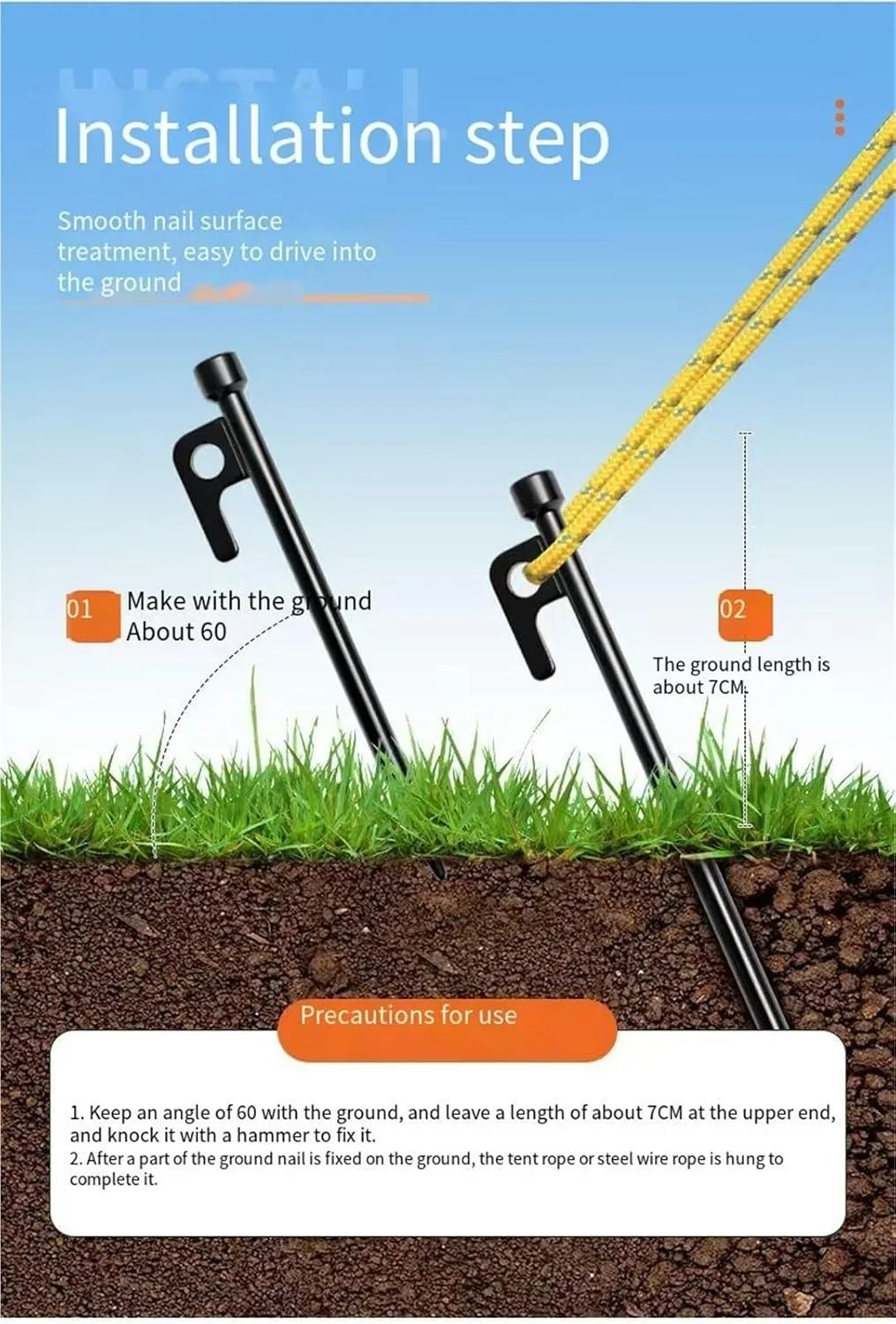 Reinforced Outdoor Tent Ground Pegs - Windproof Canopy Fixing Stakes for Camping, Beach & More(Eight.,30cm)